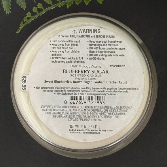 BBW Blueberry Sugar Bath & Body Works 3 Wick Candle - Picture 10 of 10